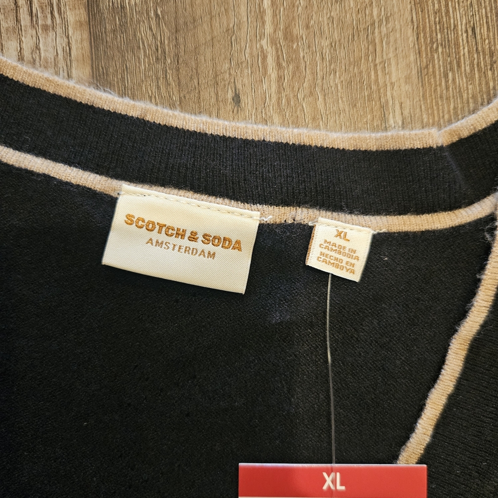 Scotch & Soda Black Cardigan with Cream Trim - Picture 2 of 5